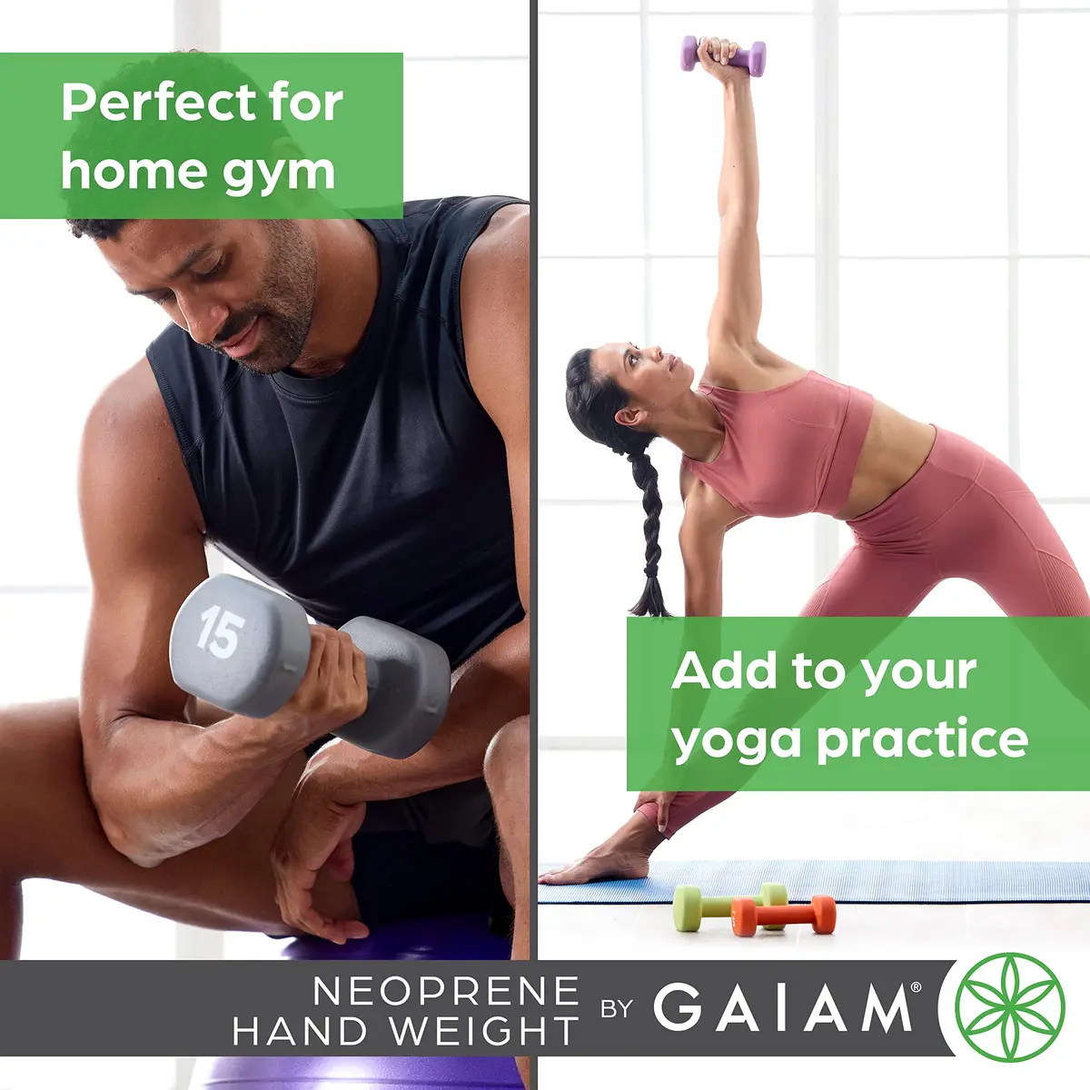 Gaiam Neoprene Dumbbell Hand Weight 3lb | Non-Slip, Hexagon Shape, Sold Singly - view 6