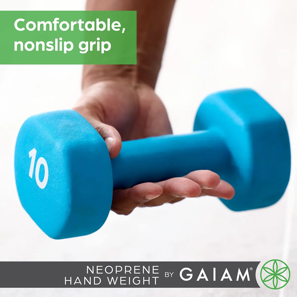 Gaiam Neoprene Dumbbell Hand Weight 3lb | Non-Slip, Hexagon Shape, Sold Singly - view 3