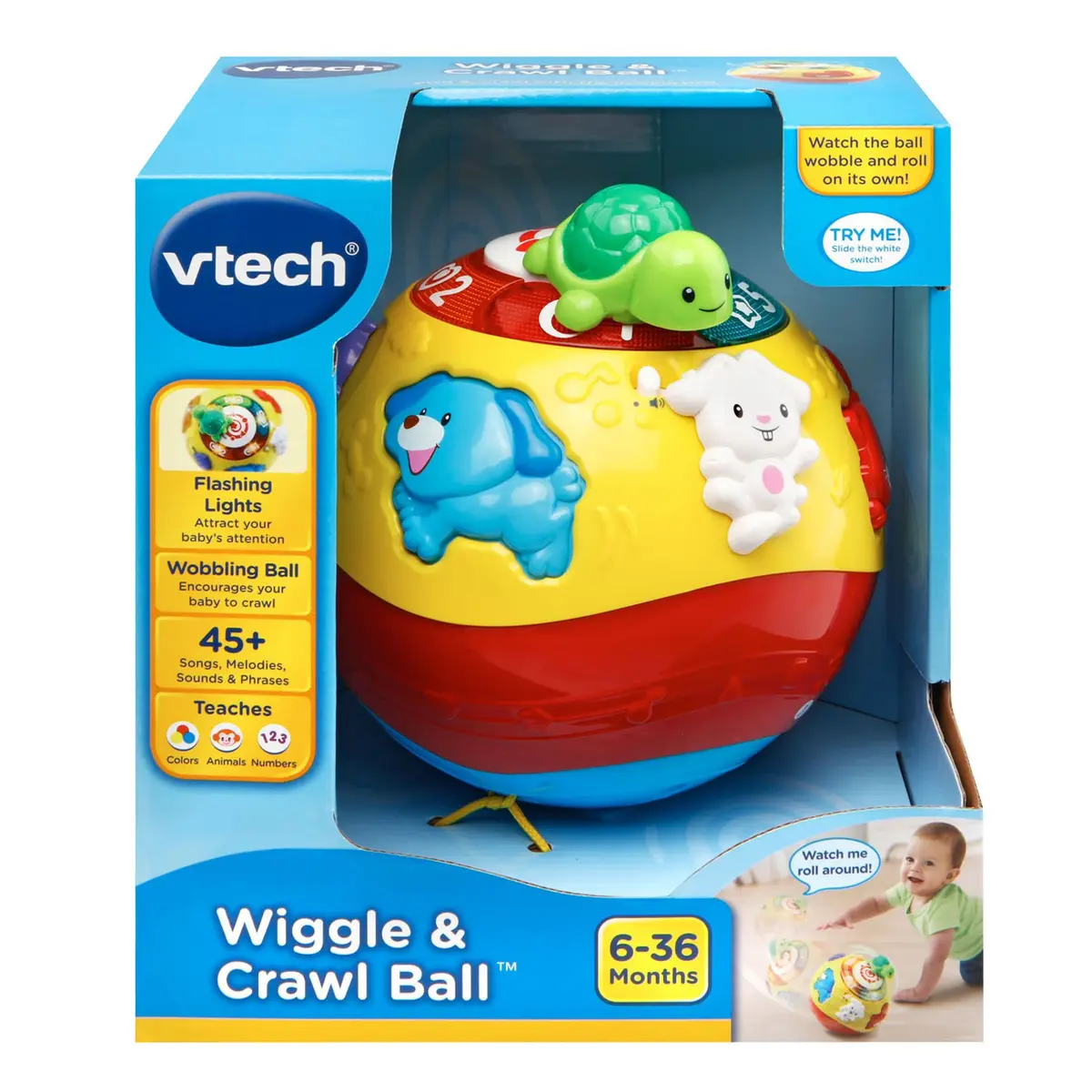 VTech Wiggle and Crawl Ball, Multicolor | Interactive Baby Toy with Lights & Songs - view 7