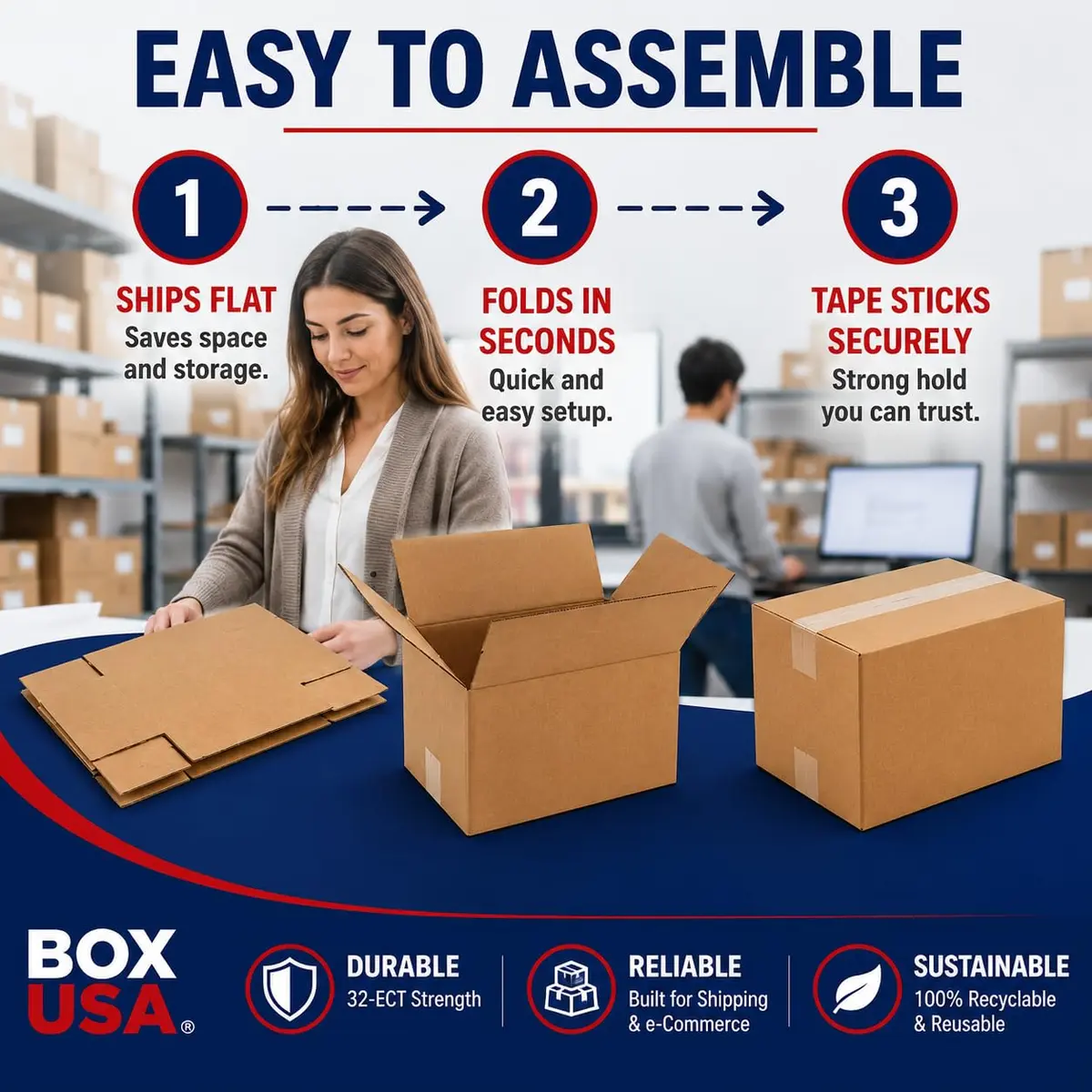 BOX USA 20x14x6" Corrugated Shipping Box | Supports 65 lbs, 25-Pack, Kraft Material, Lightweight, Recyclable - view 6
