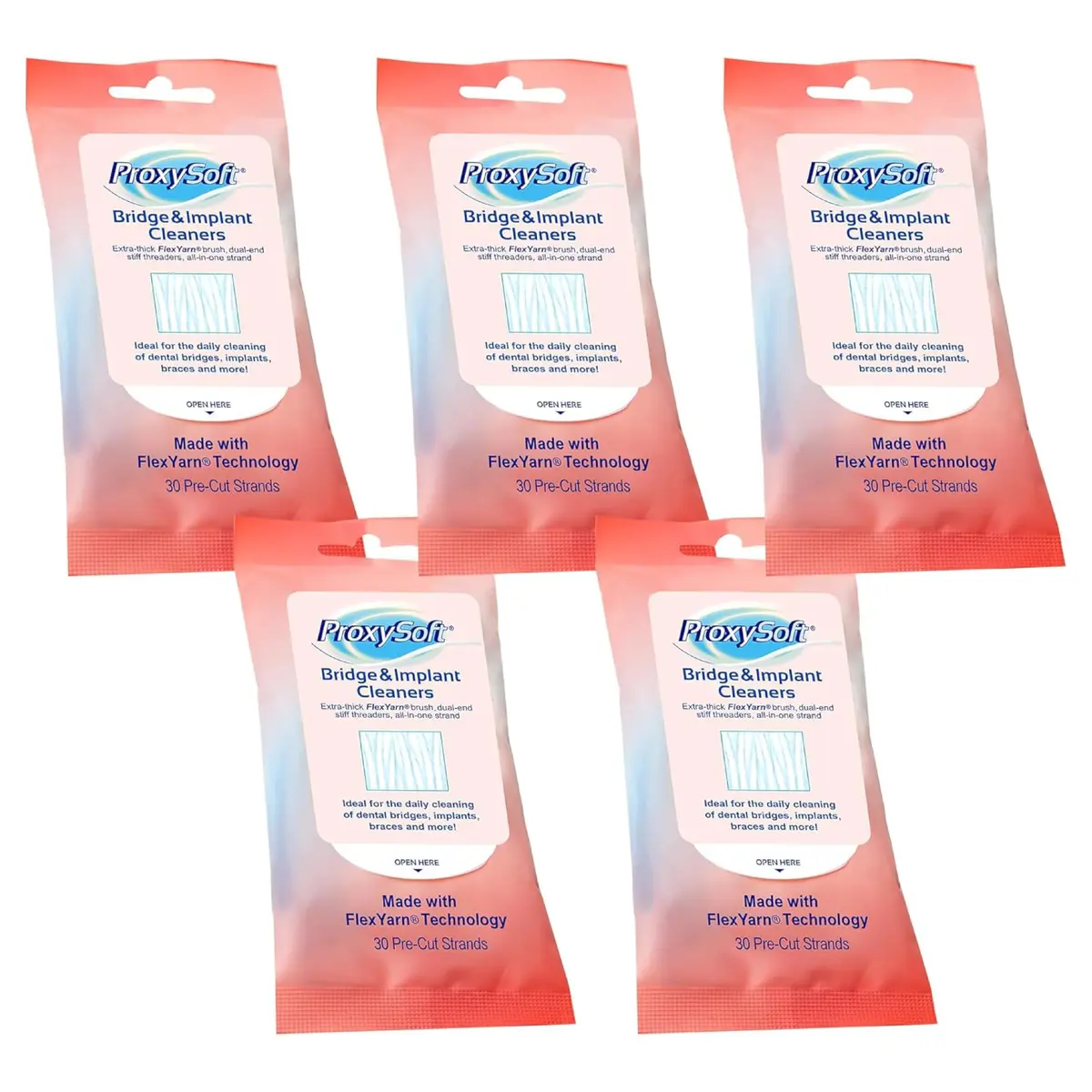 Proxysoft Dental Floss for Bridges and Implants, 150 Strands (5 Packs) | USA-Sourced Oral Hygiene - main product image