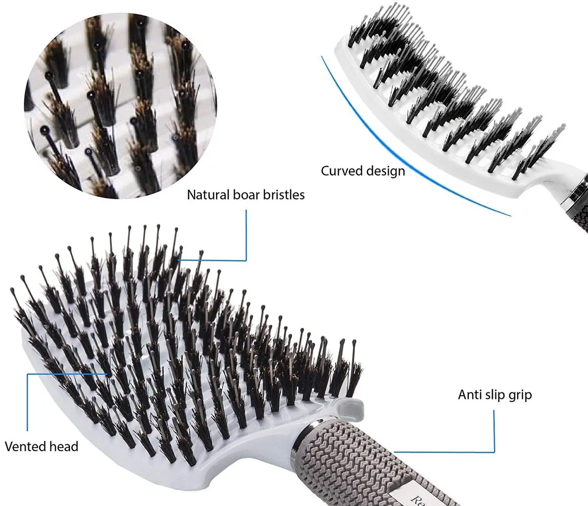 Ineffable Care Boar Bristle Hair Brush set – Curved & Vented for Wet & Dry Detangling, All Hair Types | Gift Kit (70-120 chars) - view 3
