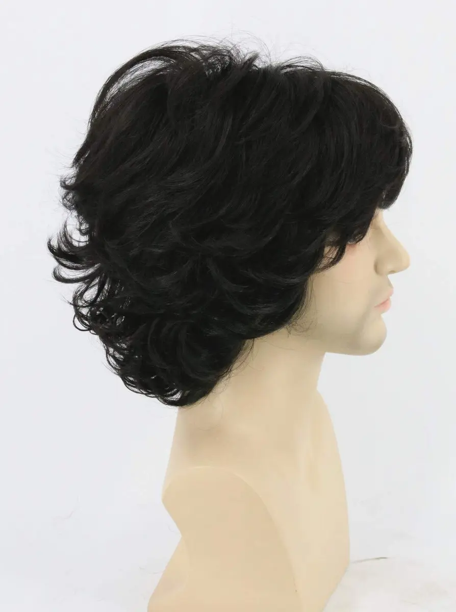 Topcosplay Men's Black Short Wavy Shaggy Cosplay Wig | 10 inch (25.4 cm) - view 5