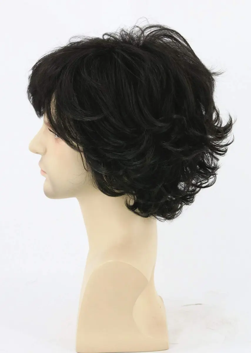 Topcosplay Men's Black Short Wavy Shaggy Cosplay Wig | 10 inch (25.4 cm) - view 4