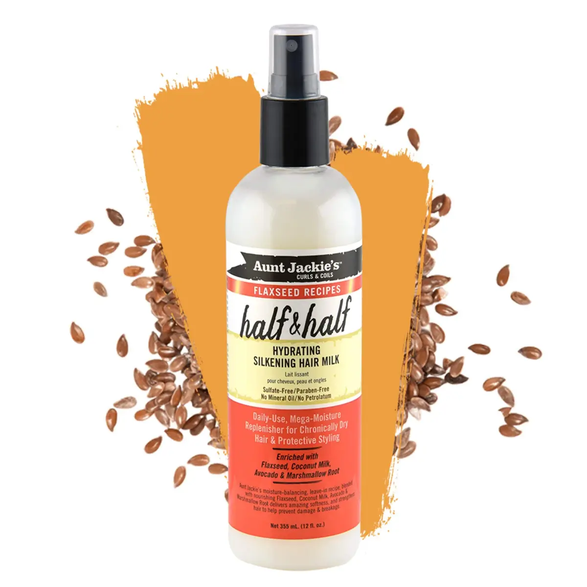 Aunt Jackie's Flaxseed Recipes Half & Half Hydrating Silkening Hair Milk 355ml (12 Fl Oz) | Daily Moisture for Dry Hair - view 2
