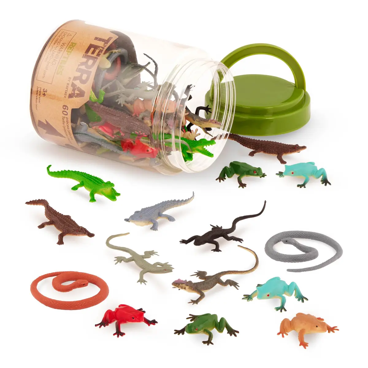 Terra by Battat Reptile Animal Tube 60pc Miniature Figures | Educational Toy for Kids 3+ - main product image