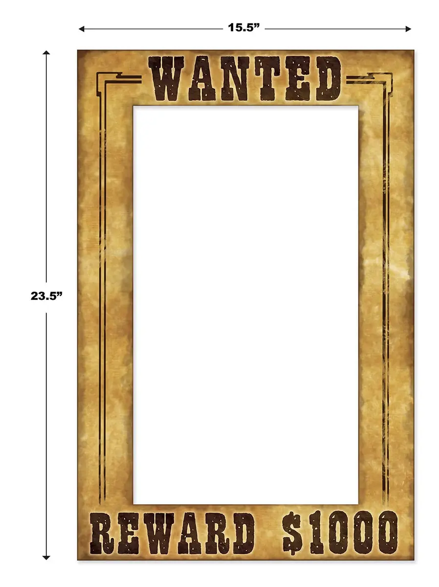 Beistle Western Wanted Photo Fun Frame – Lightweight Cardstock Paper for Wild West, Cowboy, Rodeo & Western-Themed Parties, 15.5" x 23.5" - view 2