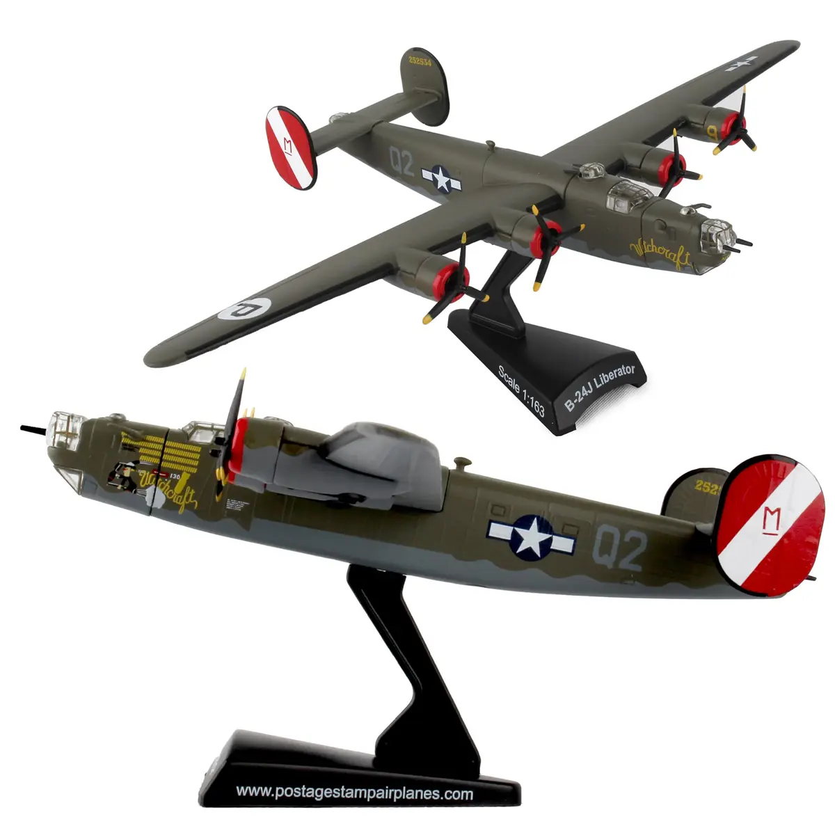 Daron Postage Stamp B-24 Liberator "Witchcraft" 1/163 Scale Die-Cast Metal WWII Bomber Model | Collectible Aircraft for Adult Collectors - main product image