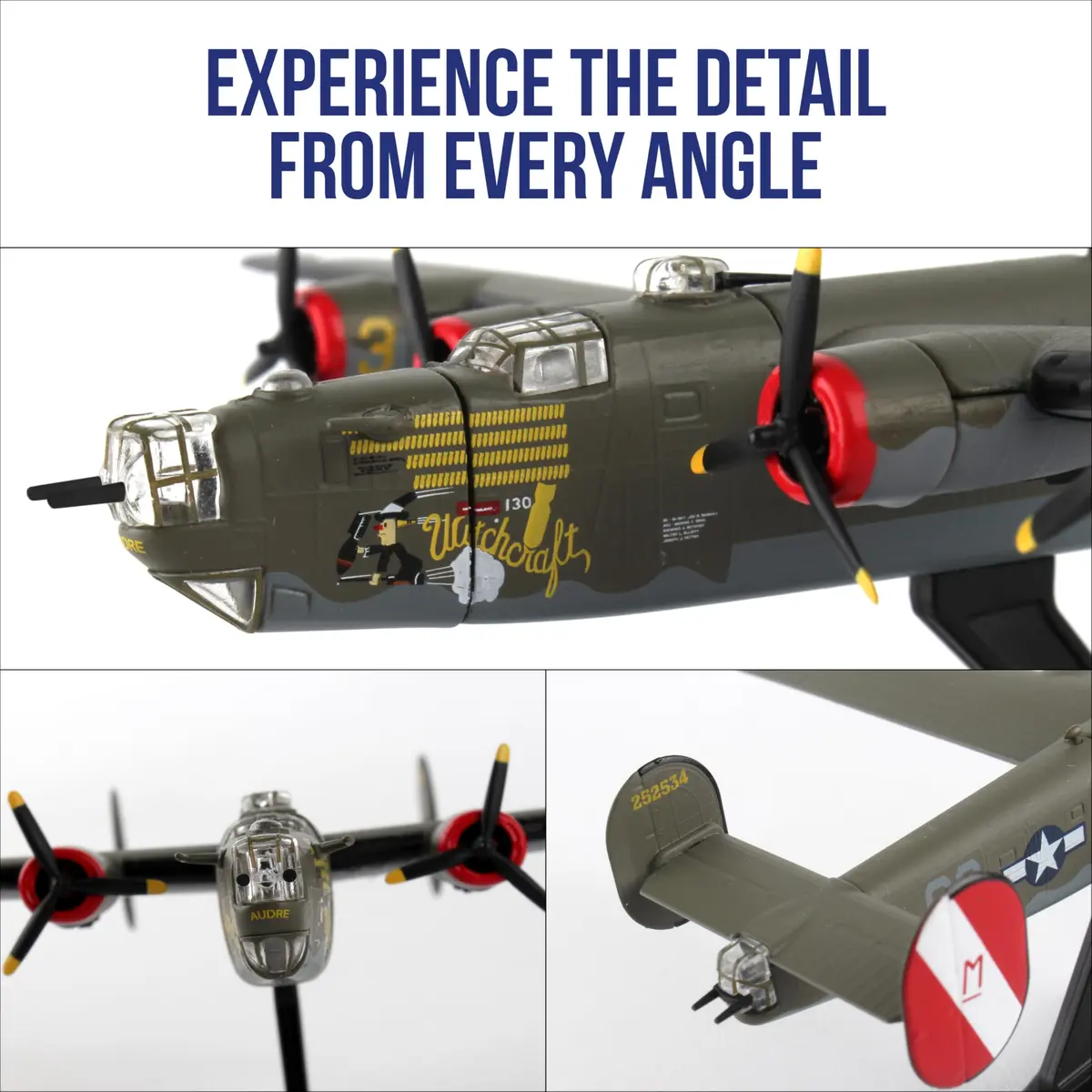 Daron Postage Stamp B-24 Liberator "Witchcraft" 1/163 Scale Die-Cast Metal WWII Bomber Model | Collectible Aircraft for Adult Collectors - view 7