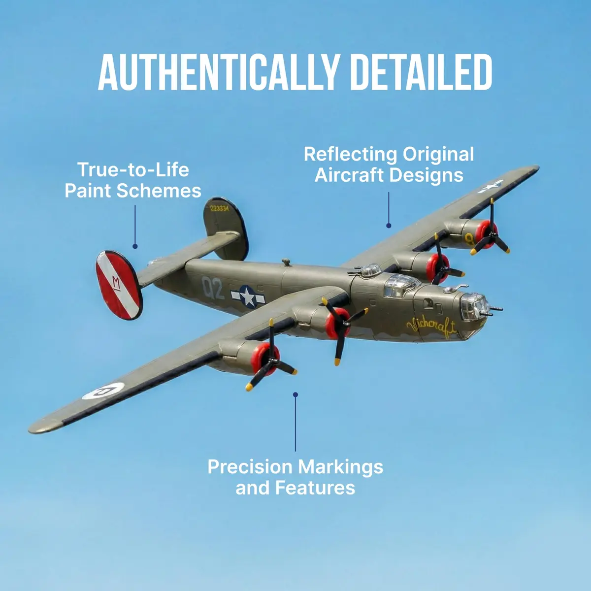 Daron Postage Stamp B-24 Liberator "Witchcraft" 1/163 Scale Die-Cast Metal WWII Bomber Model | Collectible Aircraft for Adult Collectors - view 3
