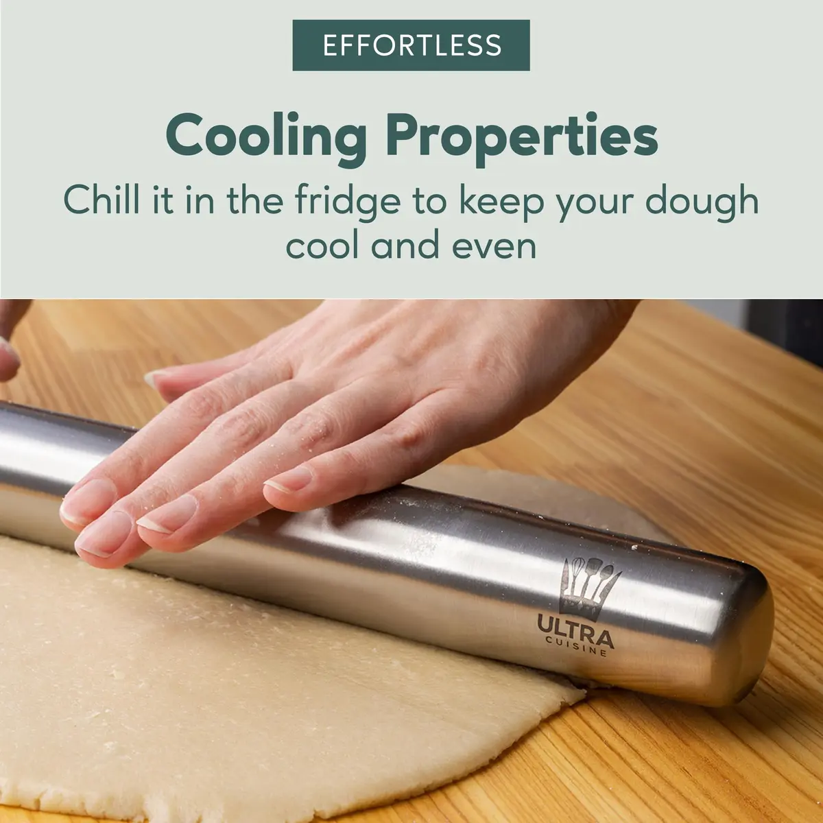 Ultra Cuisine French Rolling Pin for Baking –15.75-inch Large Roller Pin | Tapered Stainless Steel Control - view 7