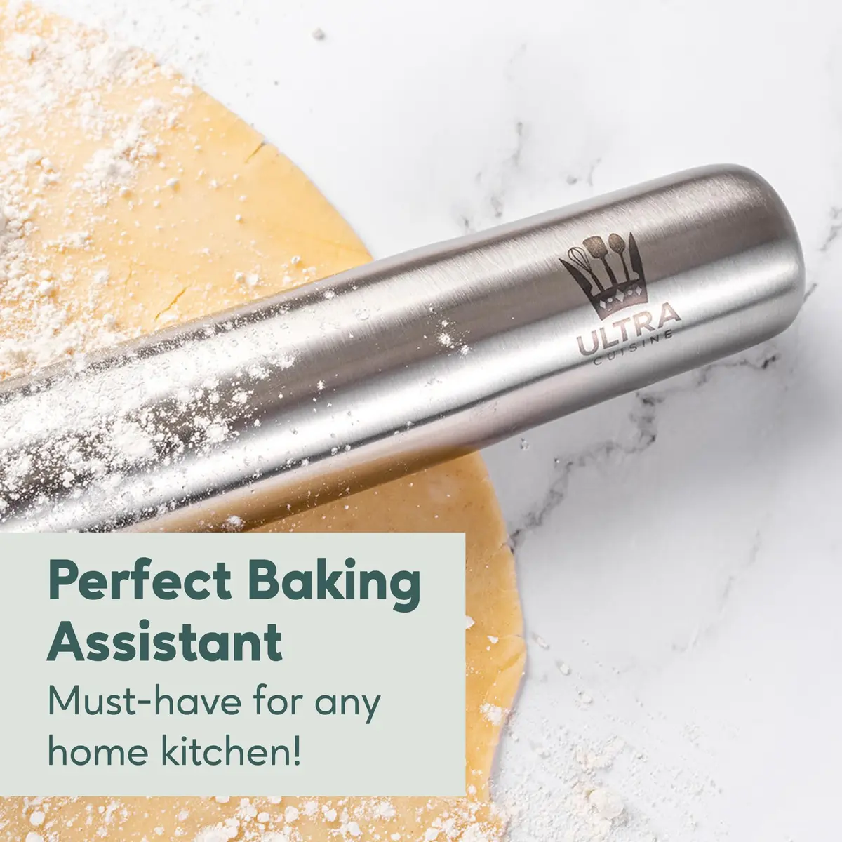 Ultra Cuisine French Rolling Pin for Baking –15.75-inch Large Roller Pin | Tapered Stainless Steel Control - view 9