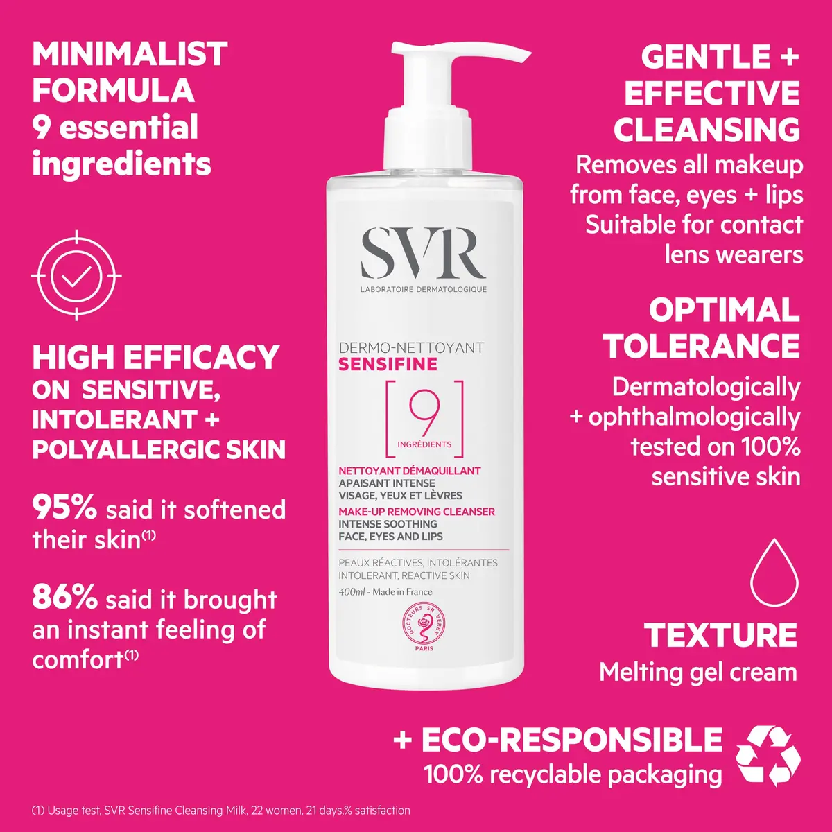 SVR Sensifine Dermo-Cleanser Cream 400ml (13.5 fl oz) | Gentle Makeup Remover for Sensitive Skin - view 5
