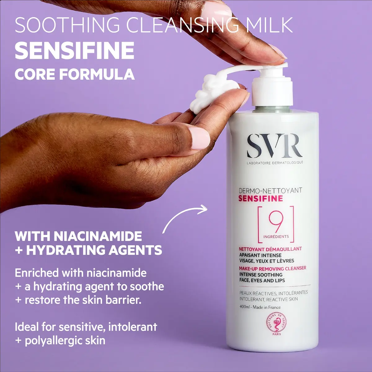 SVR Sensifine Dermo-Cleanser Cream 400ml (13.5 fl oz) | Gentle Makeup Remover for Sensitive Skin - view 3