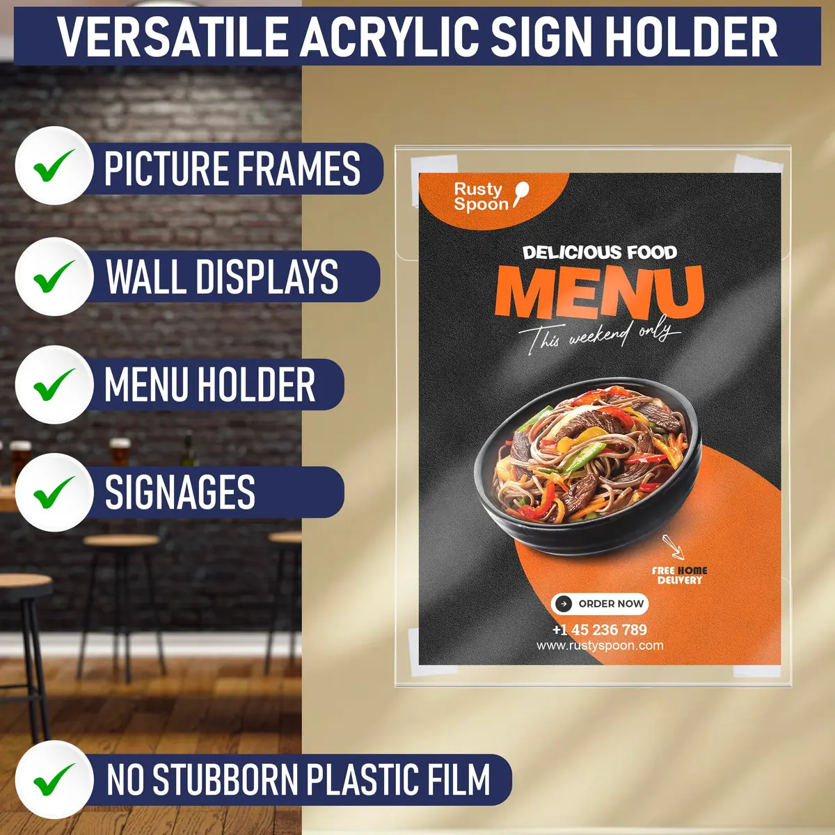 Dasher Products Acrylic Sign Holder with Hook & Loop, 8.5 x 11 inches | Wall Mount Frame for Home & Office - view 6