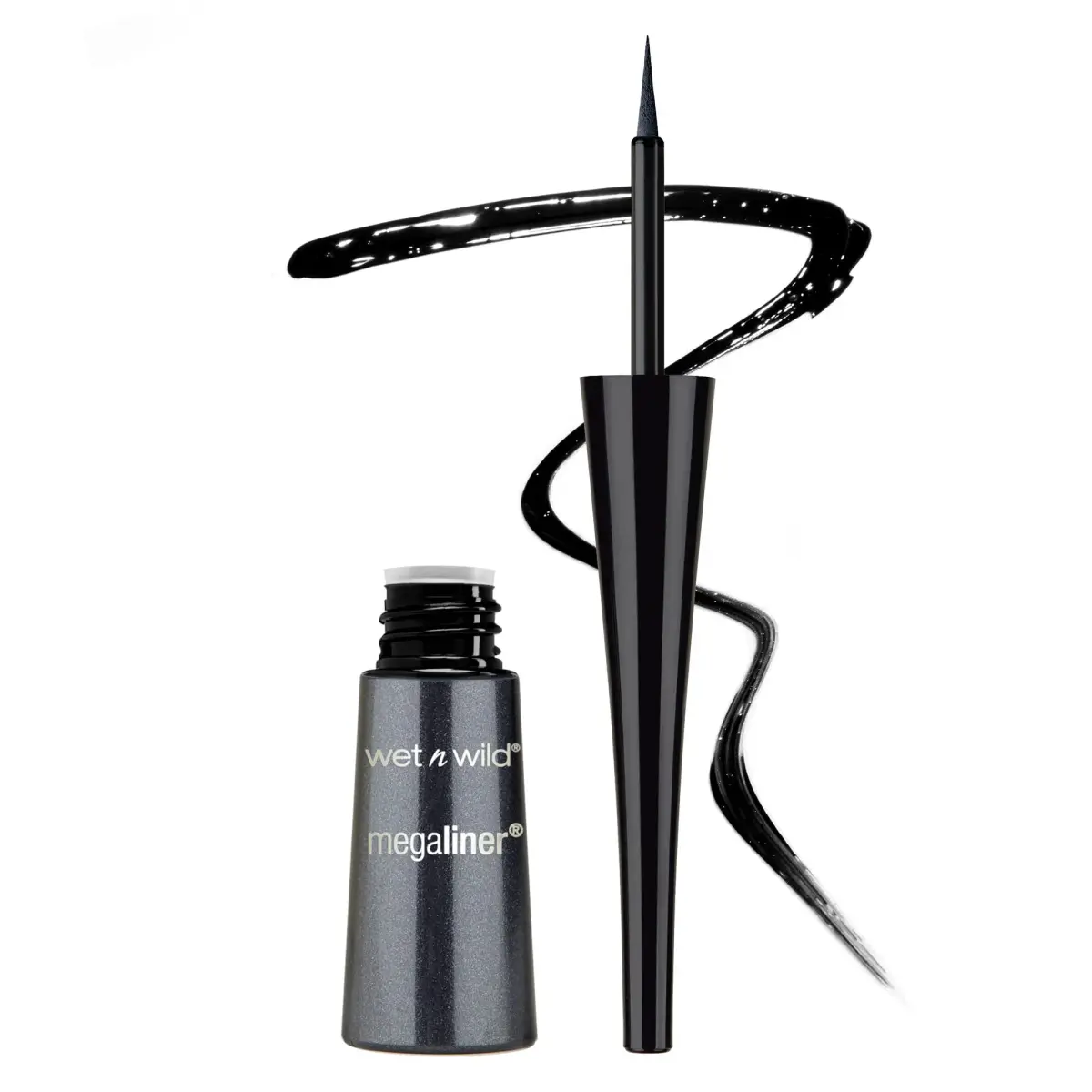 wet n wild MegaLiner Liquid Eyeliner - Black 3.5ml (0.11 Fl Oz) | High-Def Pigment for Defined Eyes - main product image