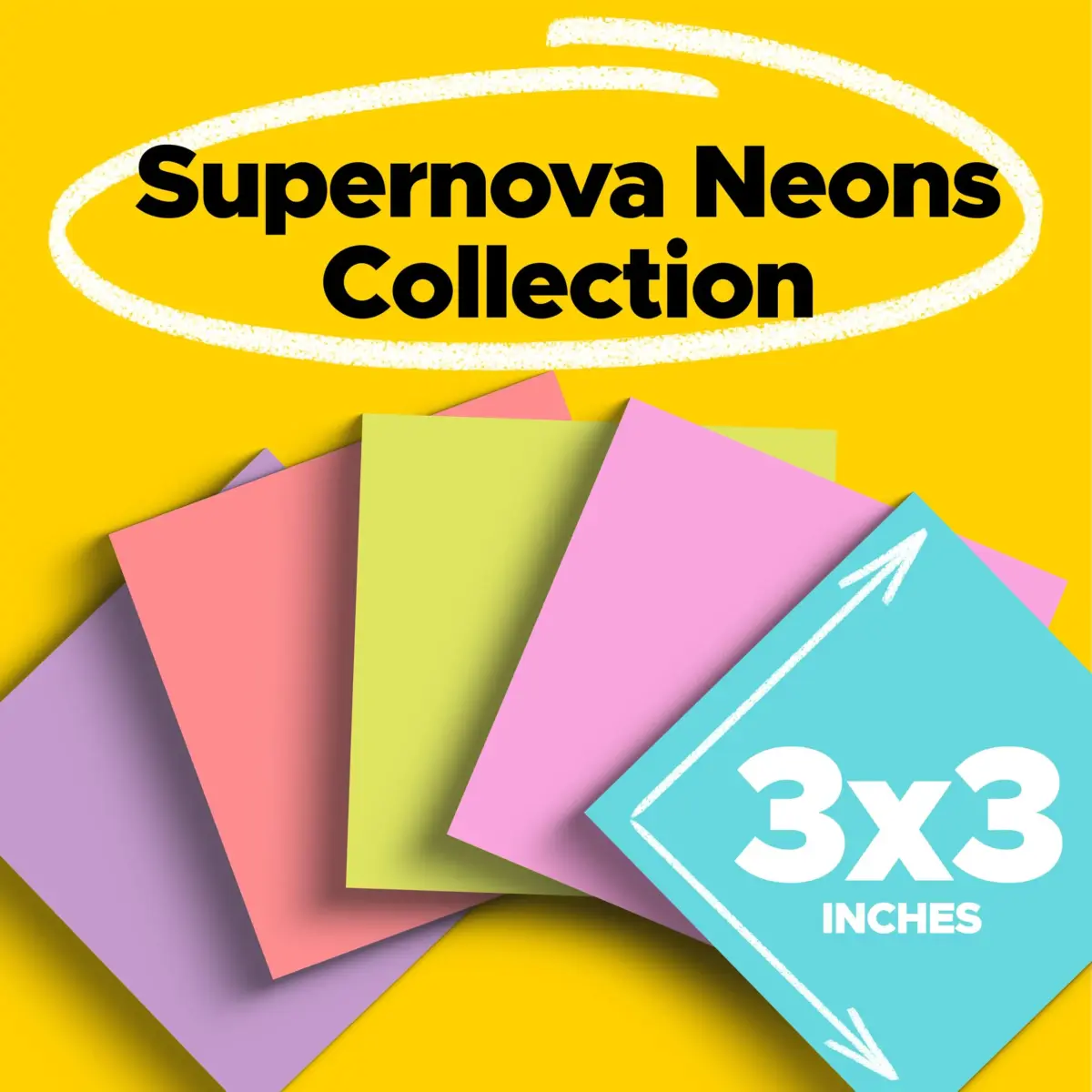Post-it Super Sticky Notes, 3 x 3 in, Supernova Neons, 24 Pads | 2x Sticking Power - view 2