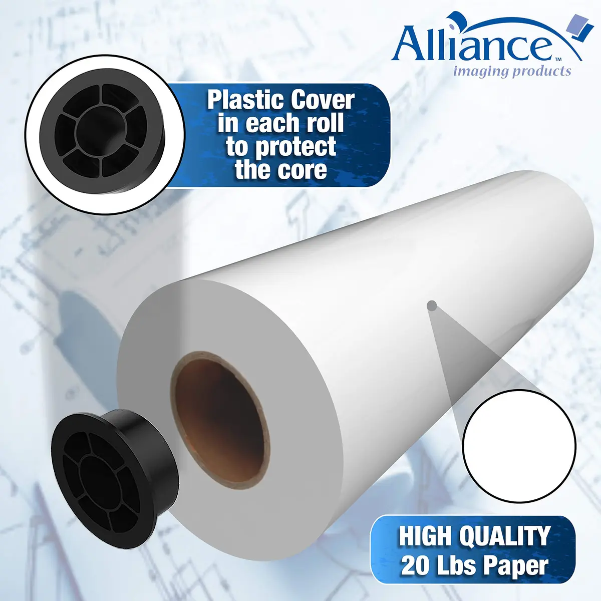 Alliance Wide Format Paper CAD Bond Rolls 36 In x 150 Ft | Optimized for Inkjet Printers - view 5