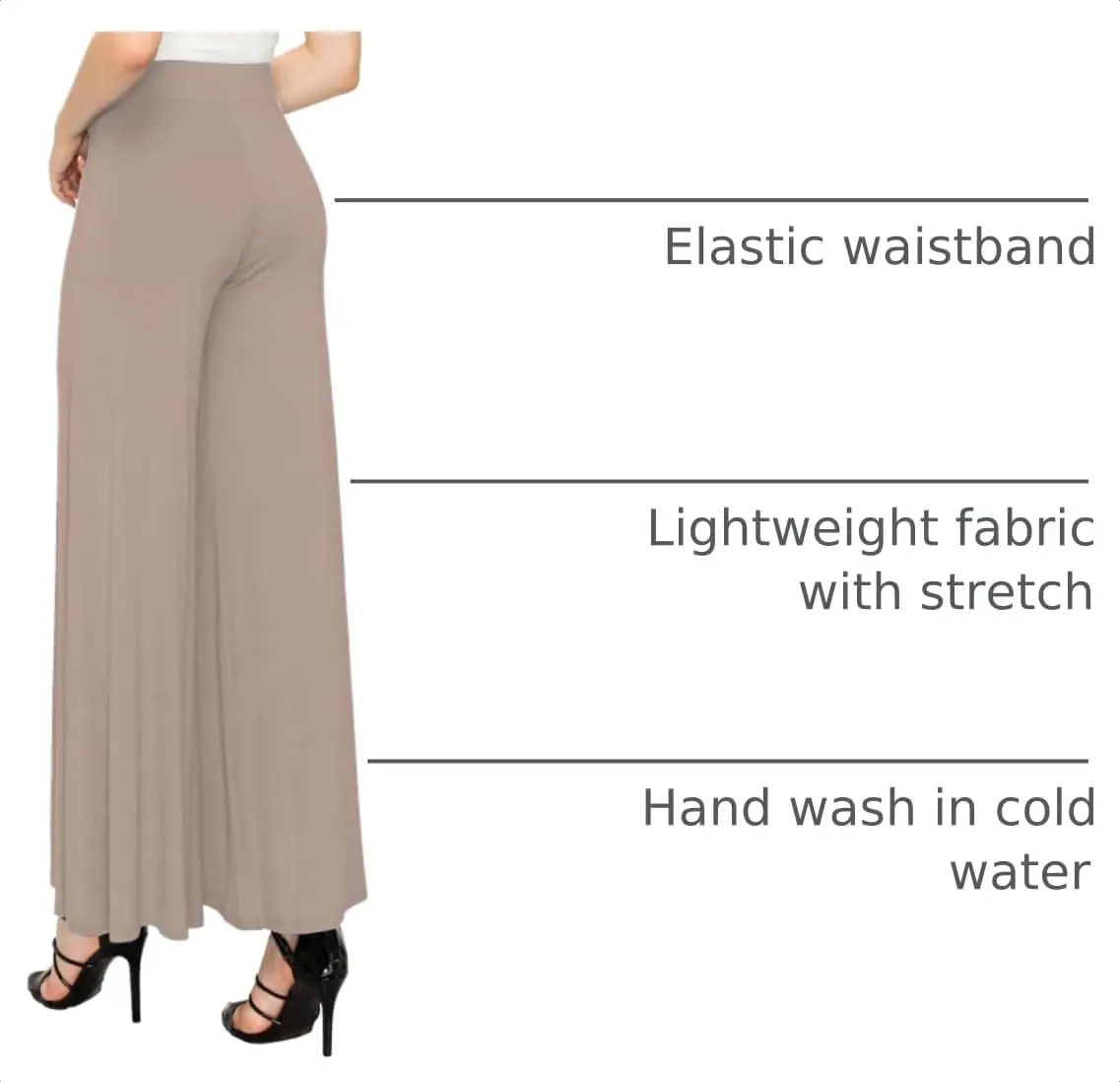 Made By Johnny Womens Wide Leg Palazzo Lounge Pants Medium | Casual Chic Comfort - view 4