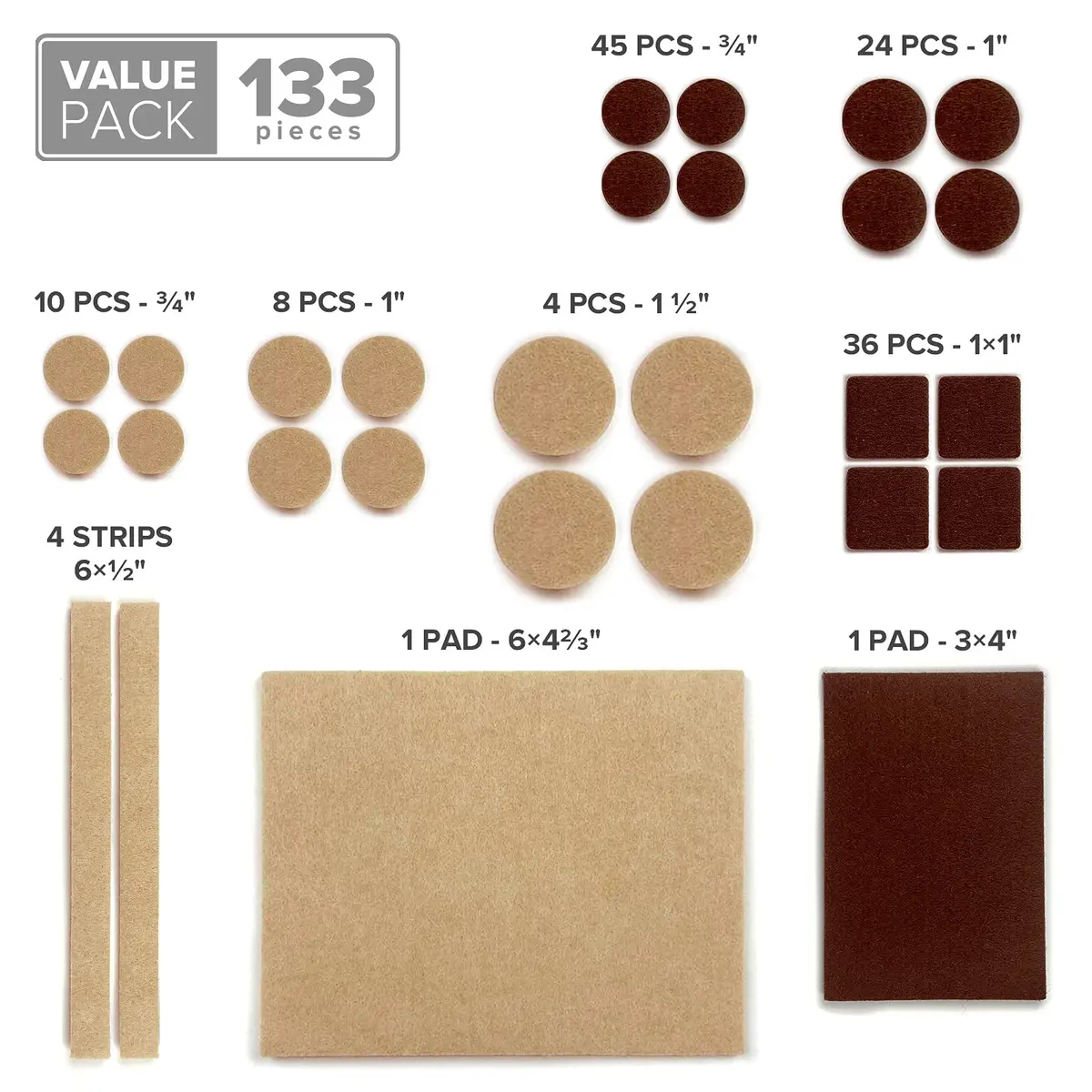 X-Protector Felt Furniture Pads 133 PCS (Brown & Beige) | Protect Hardwood, Laminate, Tile Floors - view 5
