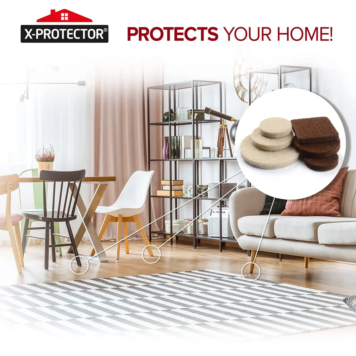 X-Protector Felt Furniture Pads 133 PCS (Brown & Beige) | Protect Hardwood, Laminate, Tile Floors - view 6