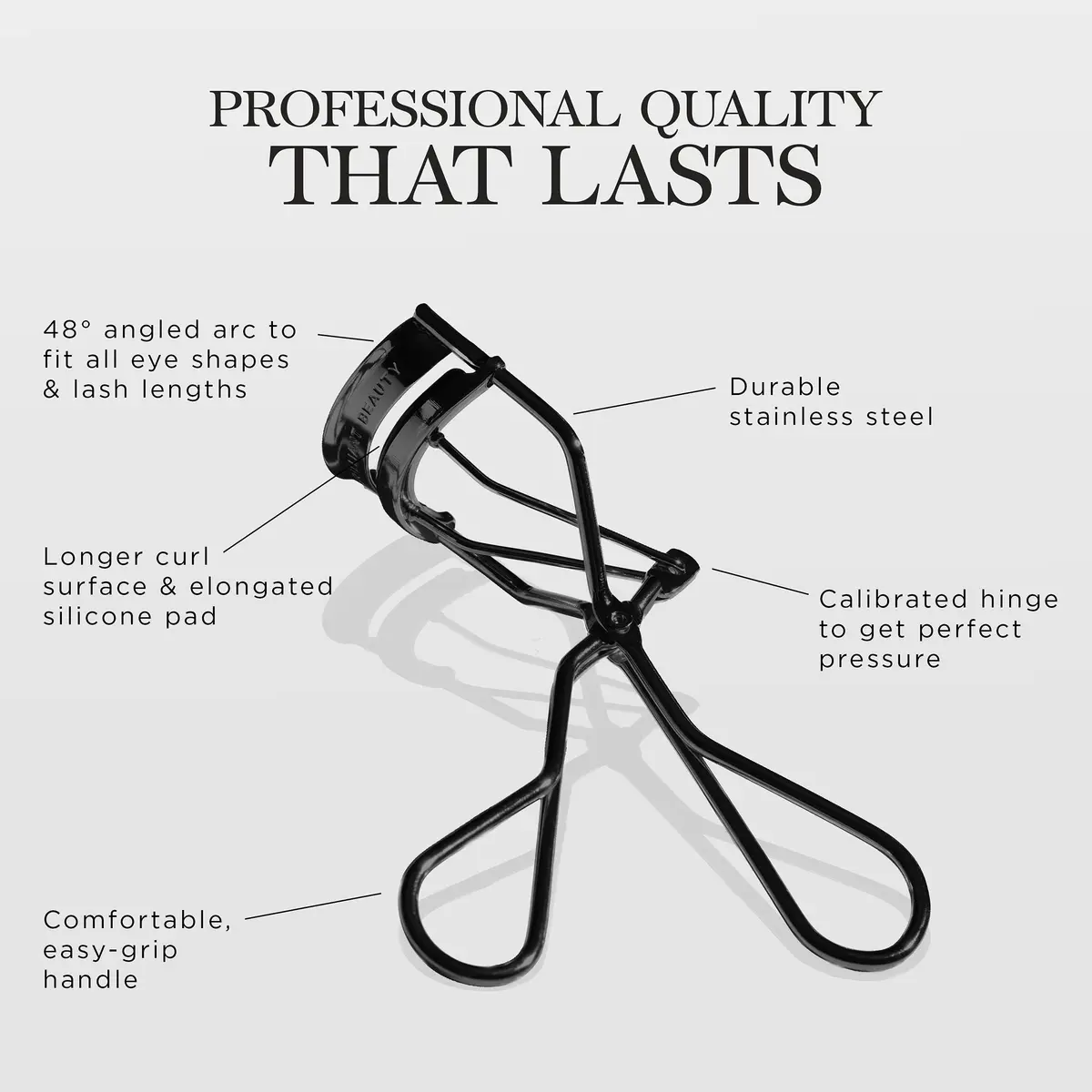 Brilliant Beauty Eyelash Curler - Stainless Steel, Satin Bag, 2 Refill Pads | Precise, Gentle, Reusable - view 3