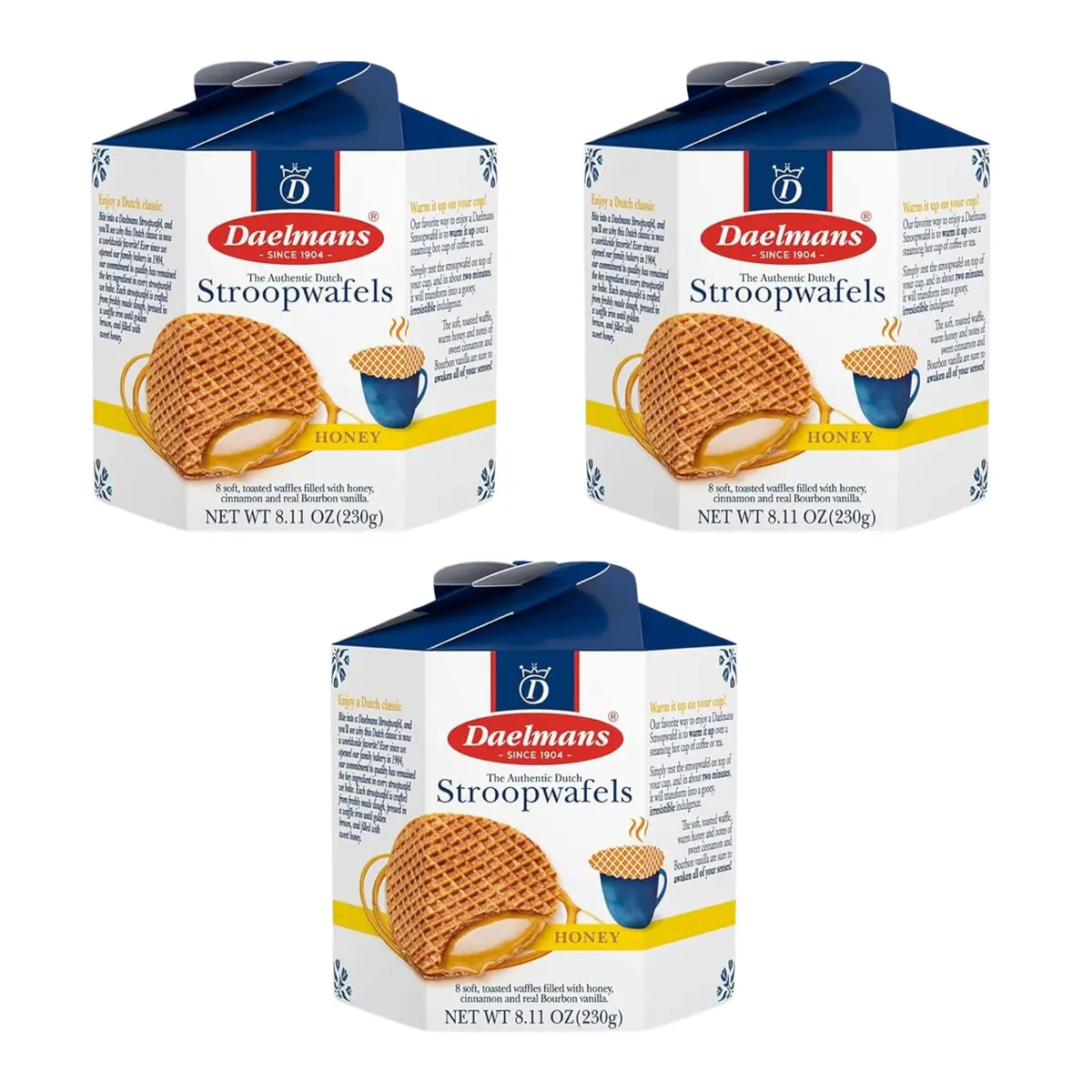 Daelmans Honey Stroopwafels 8.11 Oz (Pack of 3) | Dutch Waffle Cookies with Honey & Cinnamon - main product image