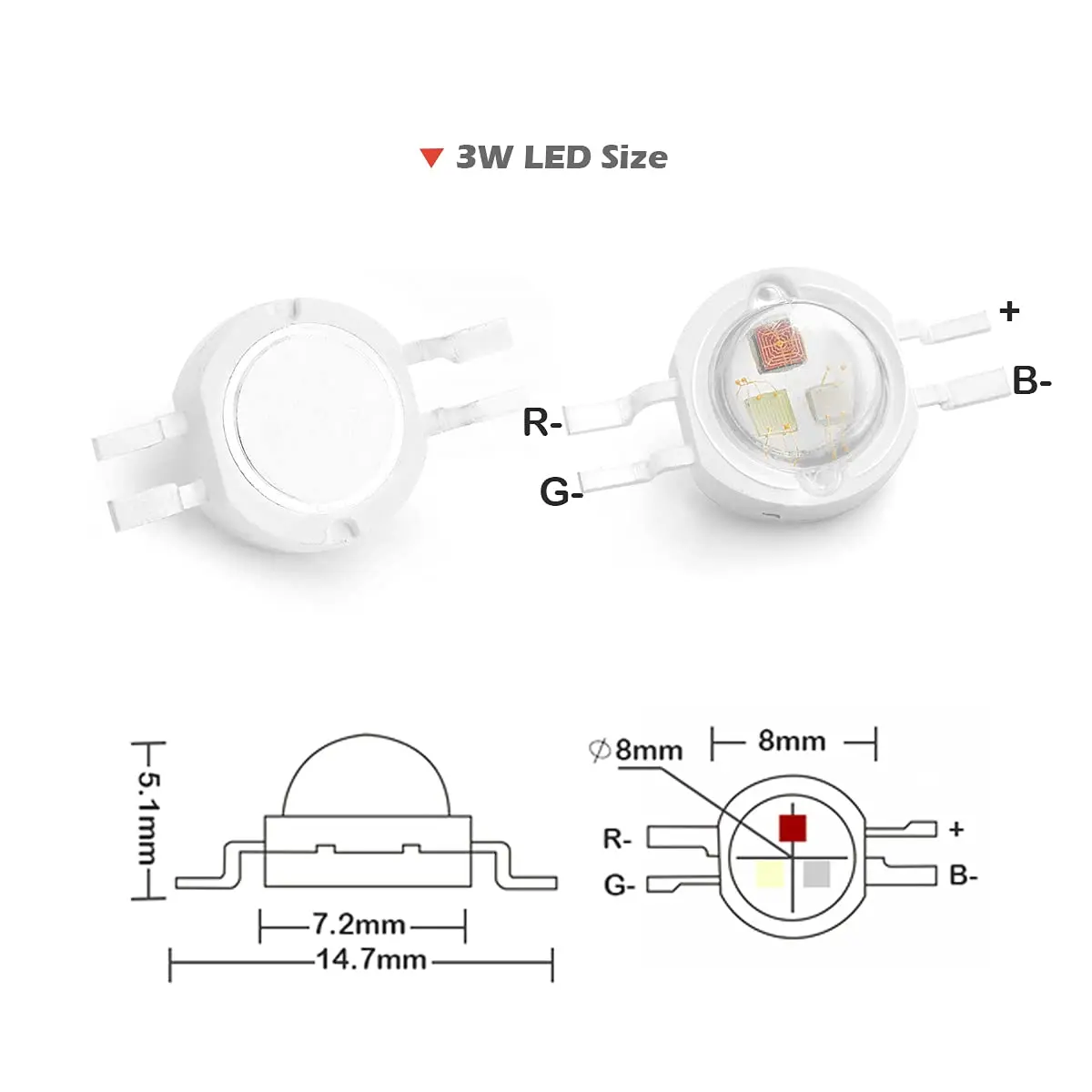 CHANZON 10pcs High Power LED Chip 3W RGB 4 pin Common Anode | Bright RGB LED Chips for DIY & Projects - view 4