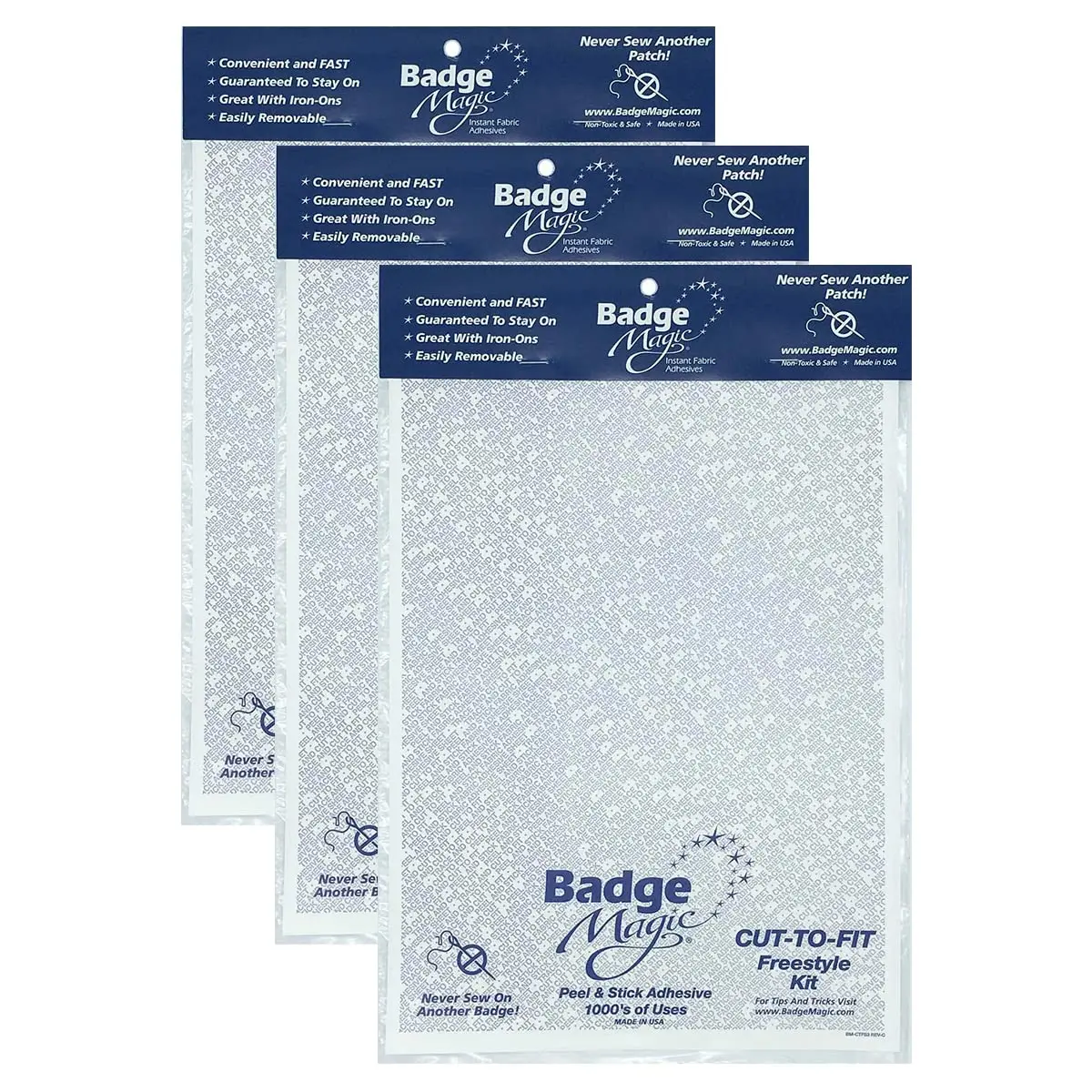 Badge Magic Patch Adhesive – No Sew, No Iron Fabric Tape for Patches & Badges (3 Sheets) | DIY Uniforms & Backpacks - main product image