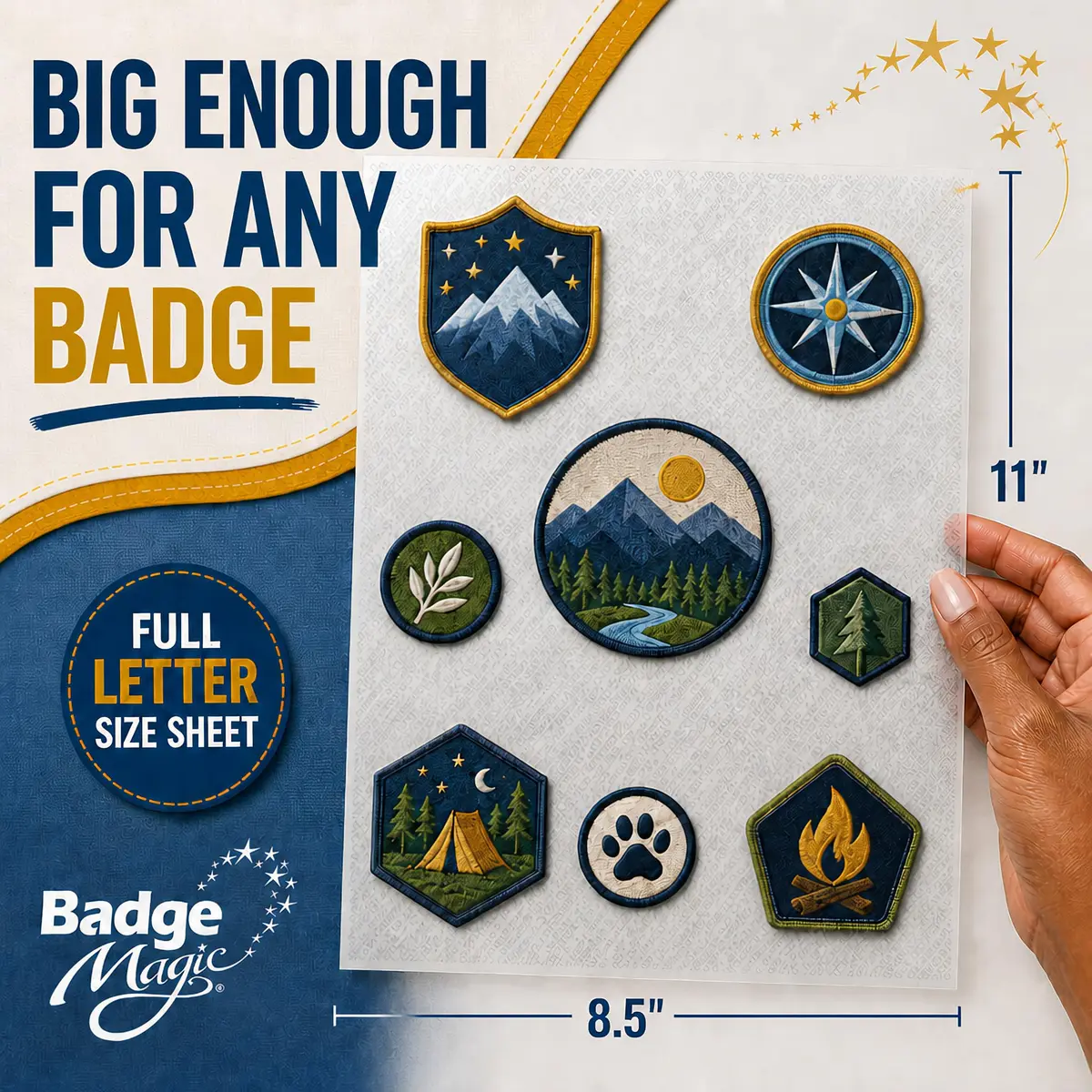 Badge Magic Patch Adhesive – No Sew, No Iron Fabric Tape for Patches & Badges (3 Sheets) | DIY Uniforms & Backpacks - view 5