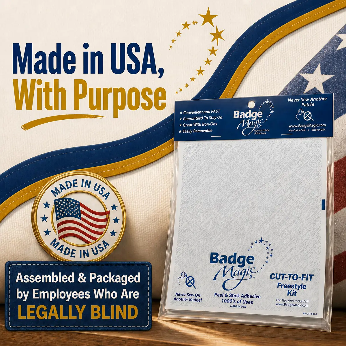Badge Magic Patch Adhesive – No Sew, No Iron Fabric Tape for Patches & Badges (3 Sheets) | DIY Uniforms & Backpacks - view 8
