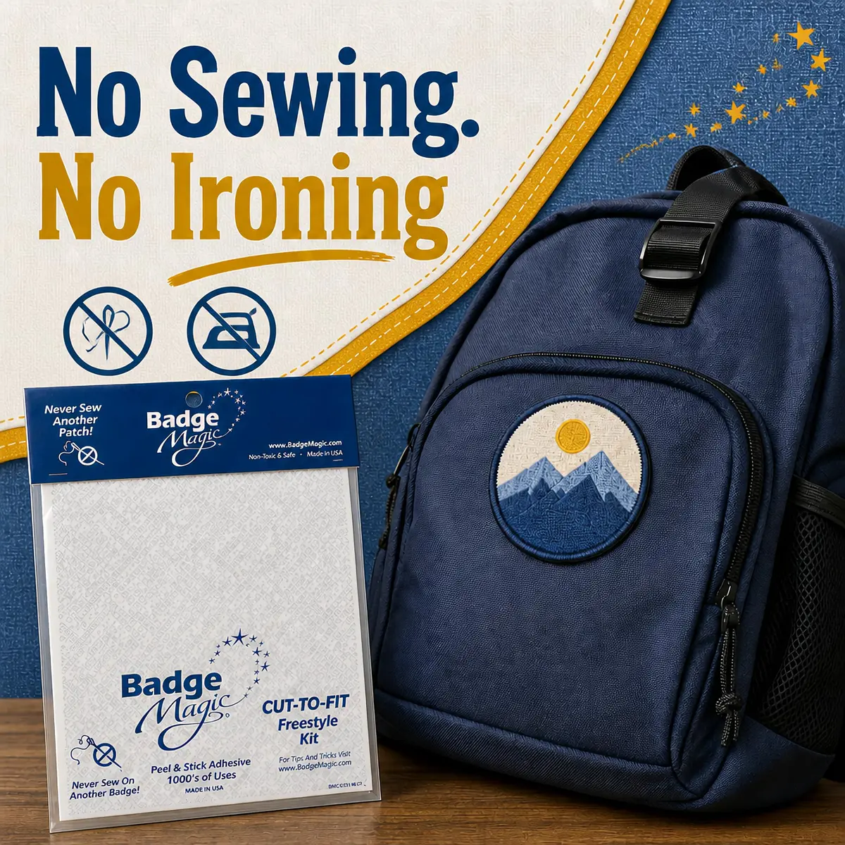 Badge Magic Patch Adhesive – No Sew, No Iron Fabric Tape for Patches & Badges (3 Sheets) | DIY Uniforms & Backpacks - view 2