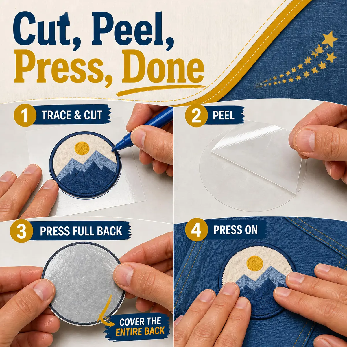 Badge Magic Patch Adhesive – No Sew, No Iron Fabric Tape for Patches & Badges (3 Sheets) | DIY Uniforms & Backpacks - view 3