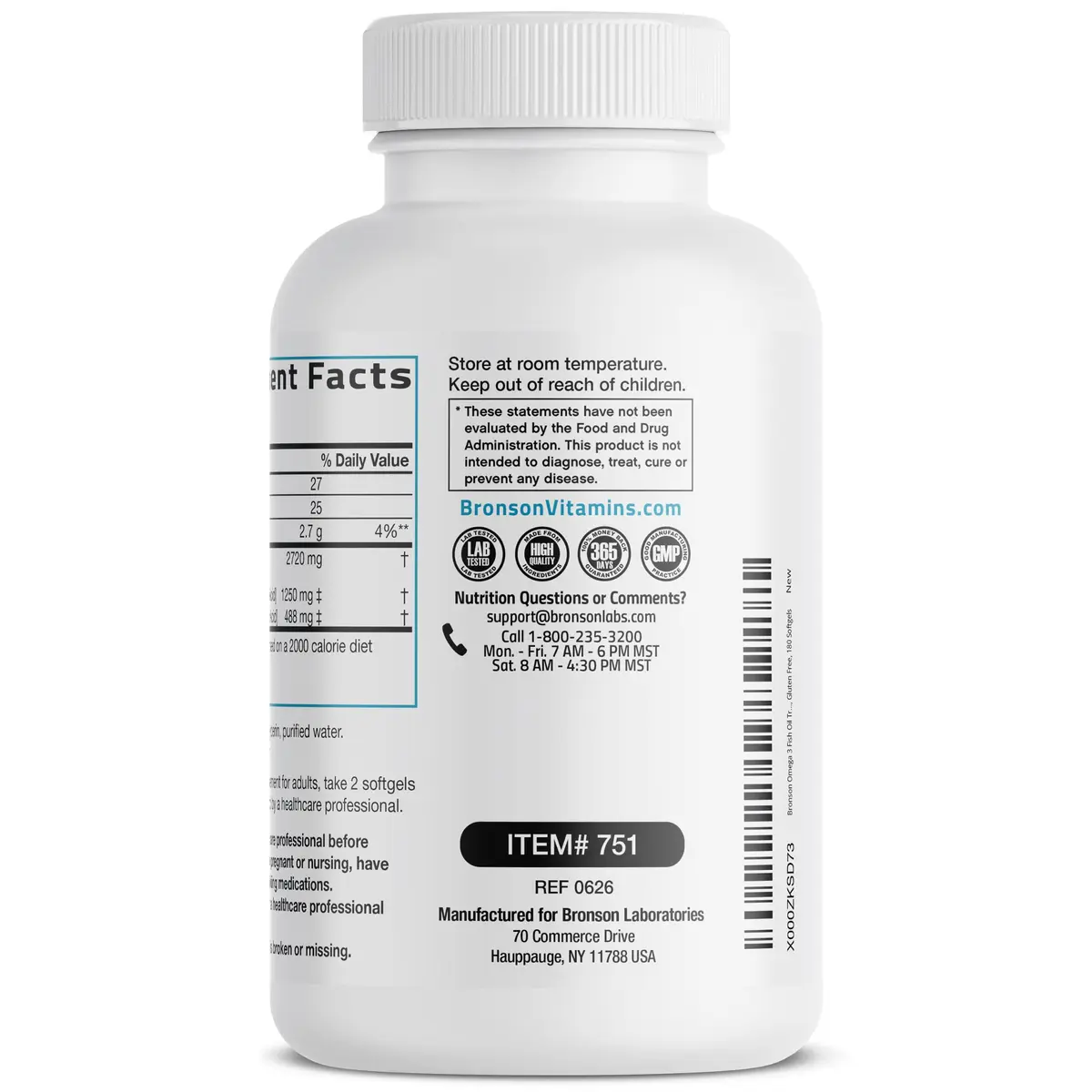 Bronson Omega-3 Fish Oil High EPA/DHA Triple Strength 2720 mg | Supports Heart & Brain Health - view 5