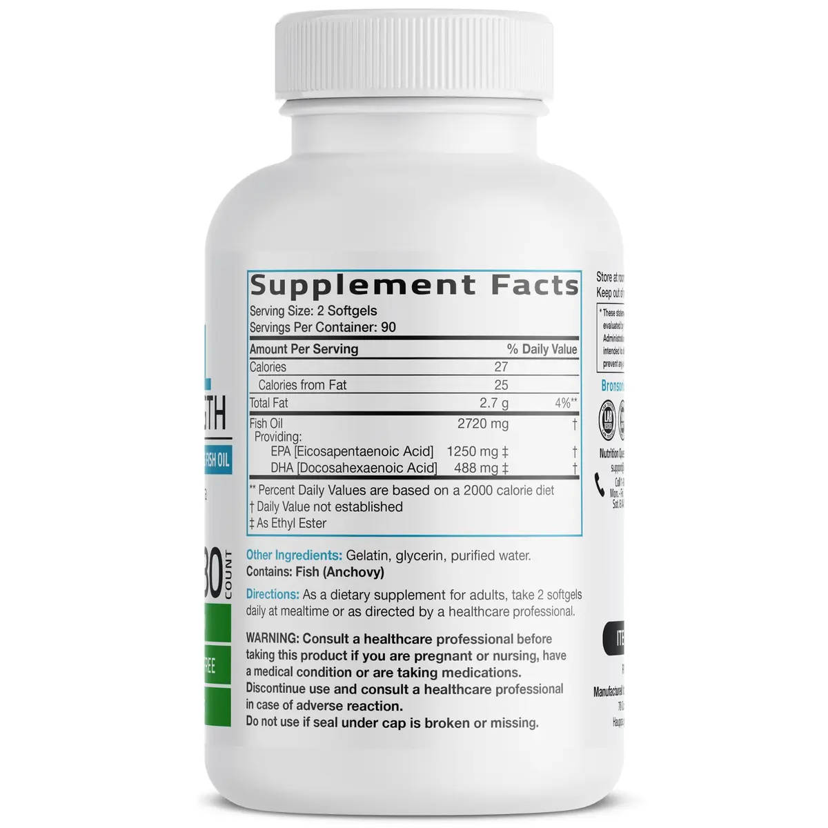 Bronson Omega-3 Fish Oil High EPA/DHA Triple Strength 2720 mg | Supports Heart & Brain Health - view 2