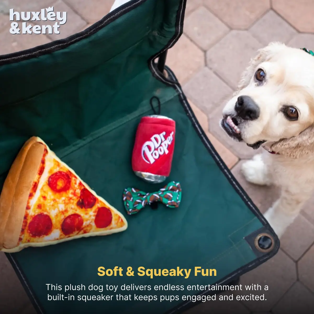 Huxley & Kent Power Plush Squeaky Dog Toy, Pup-Eroni Pizza, Small | Soft & Tough Plush for Play & Snuggle - view 6