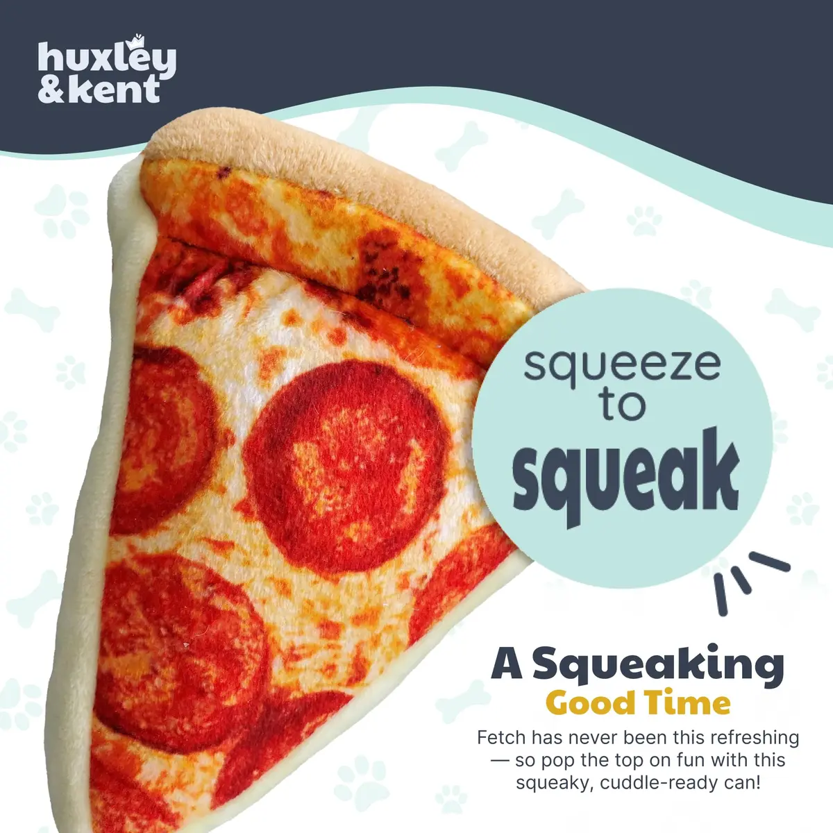 Huxley & Kent Power Plush Squeaky Dog Toy, Pup-Eroni Pizza, Small | Soft & Tough Plush for Play & Snuggle - view 7
