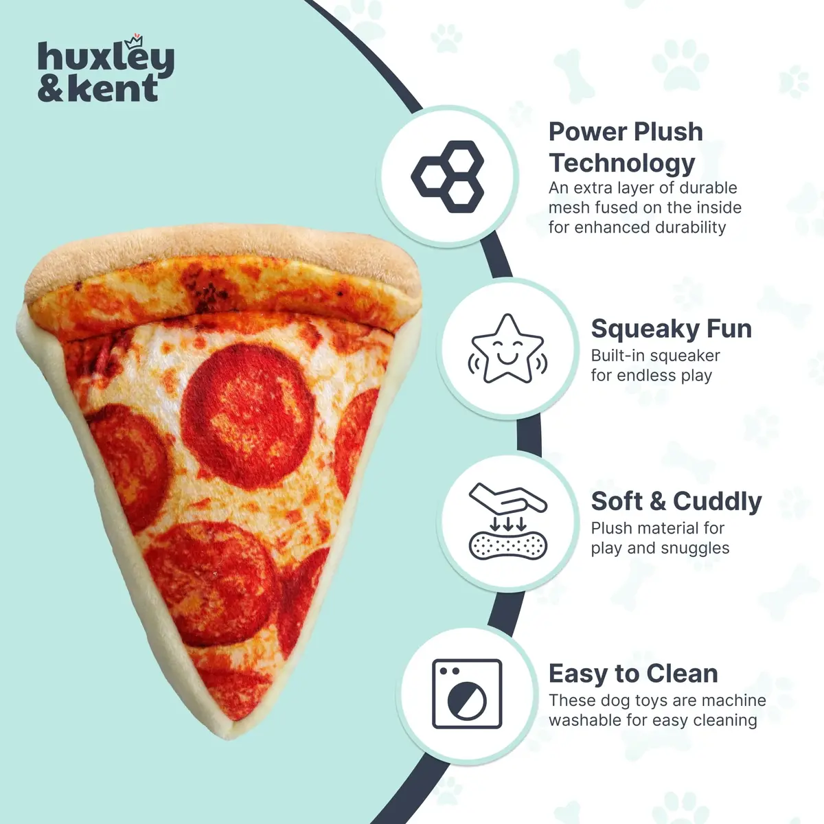Huxley & Kent Power Plush Squeaky Dog Toy, Pup-Eroni Pizza, Small | Soft & Tough Plush for Play & Snuggle - view 4