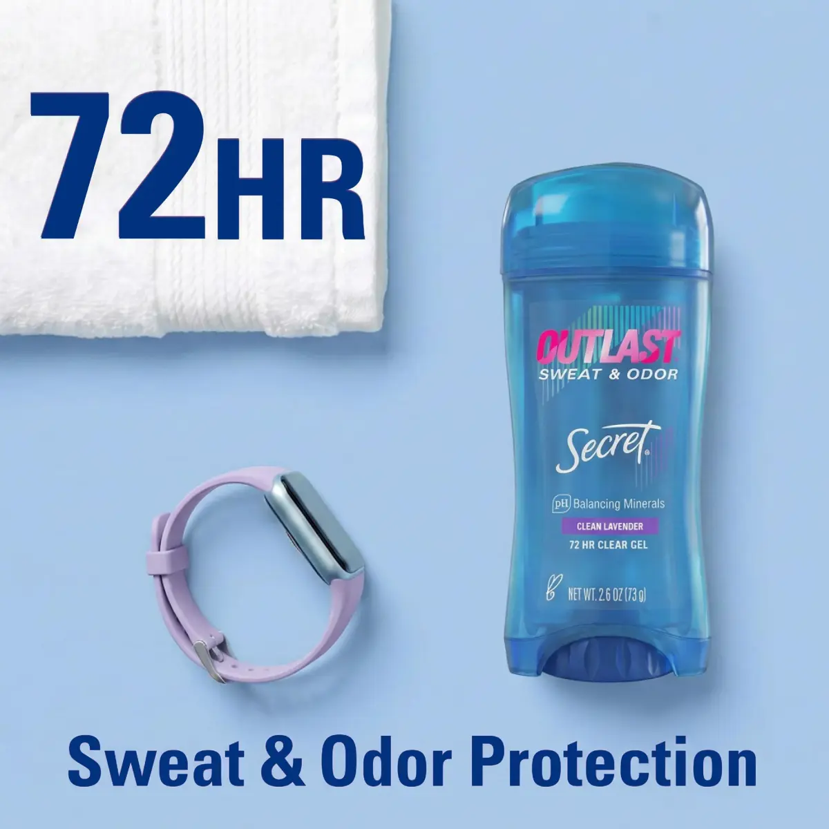 Secret Outlast Antiperspirant Deodorant for Women, 72hr Sweat & Odor Protection, Clear Gel, Clean Lavender Scent, 75g (2.6 oz) - view 4