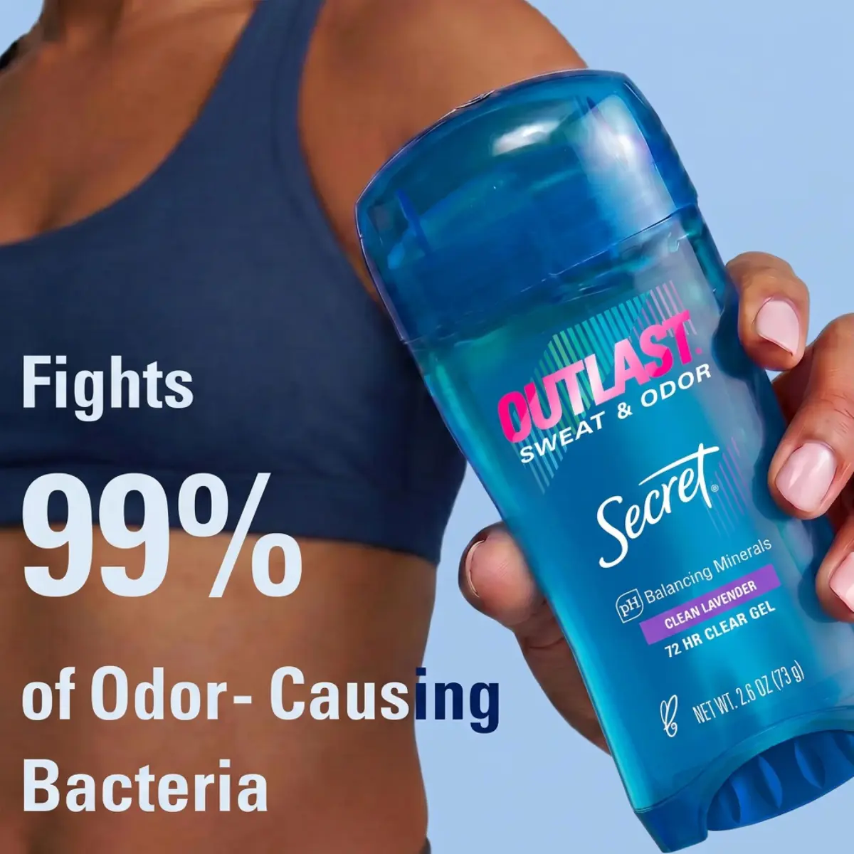 Secret Outlast Antiperspirant Deodorant for Women, 72hr Sweat & Odor Protection, Clear Gel, Clean Lavender Scent, 75g (2.6 oz) - view 3