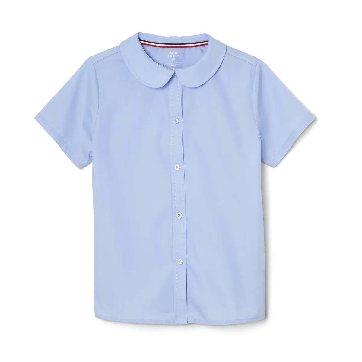 French Toast Girls' Short Sleeve Peter Pan Collar Blouse Light Blue 14 | Breathable Cotton-Blend for School & Casual Wear - main product image