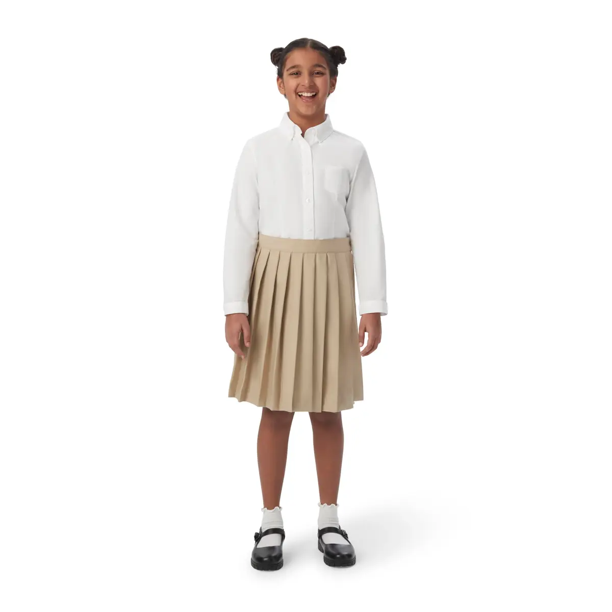 French Toast Girls' Adjustable Waist Mid Length Pleated Skirt, Heather Gray, 6X - view 2