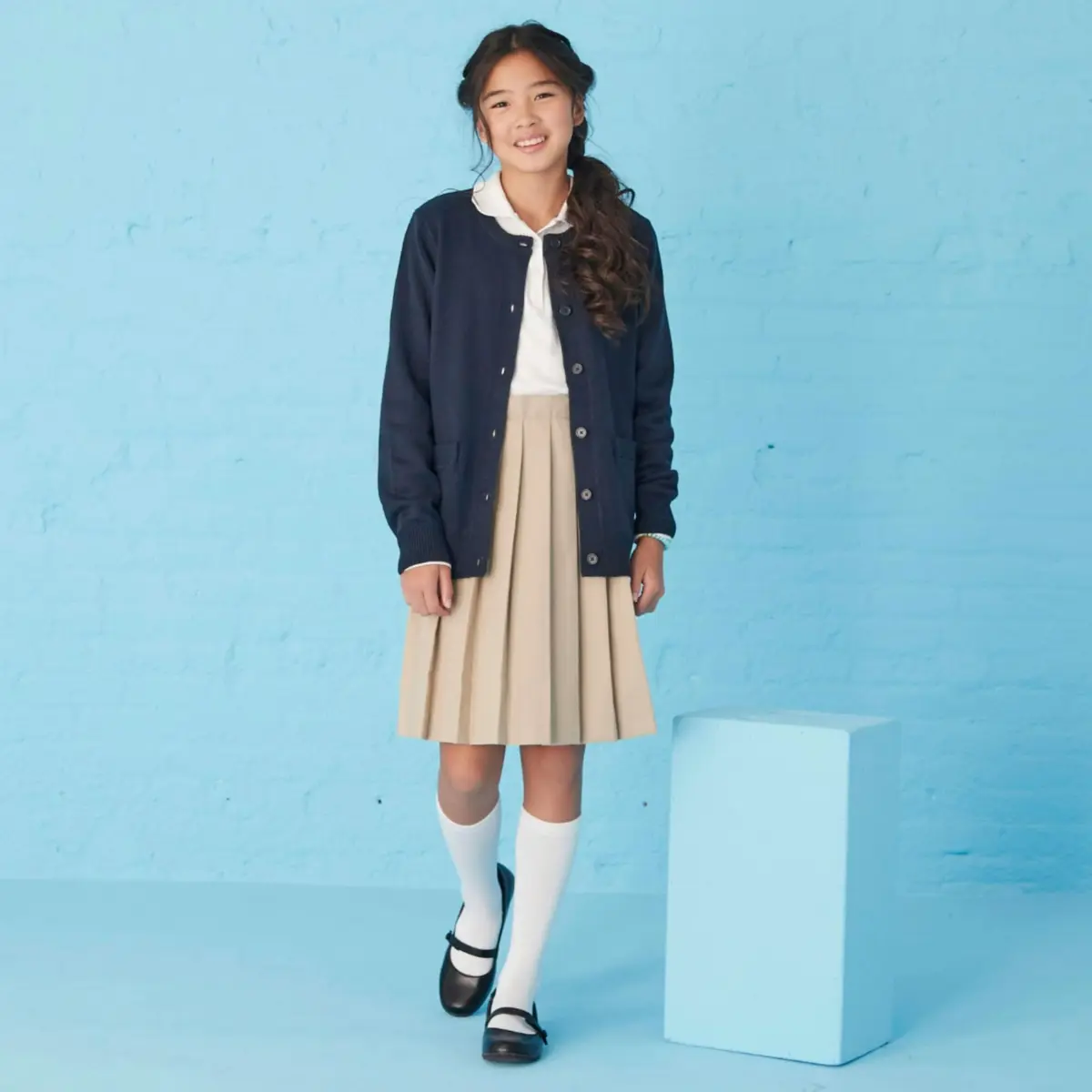 French Toast Girls' Adjustable Waist Mid Length Pleated Skirt, Heather Gray, 6X - view 3