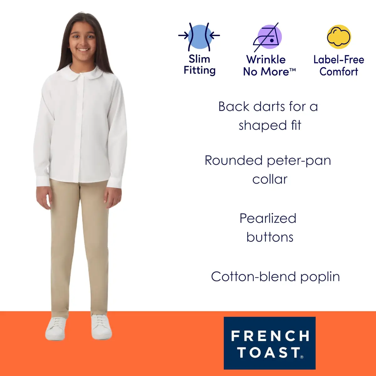 French Toast Girls' Long Sleeve Woven Blouse with Peter Pan Collar, Yellow, Size 4 | Classic & Comfortable (70-120 chars) - view 5
