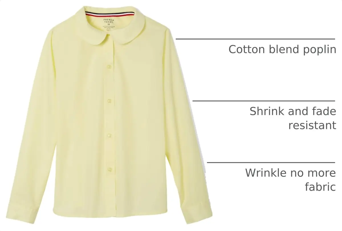 French Toast Girls' Long Sleeve Woven Blouse with Peter Pan Collar, Yellow, Size 4 | Classic & Comfortable (70-120 chars) - view 4