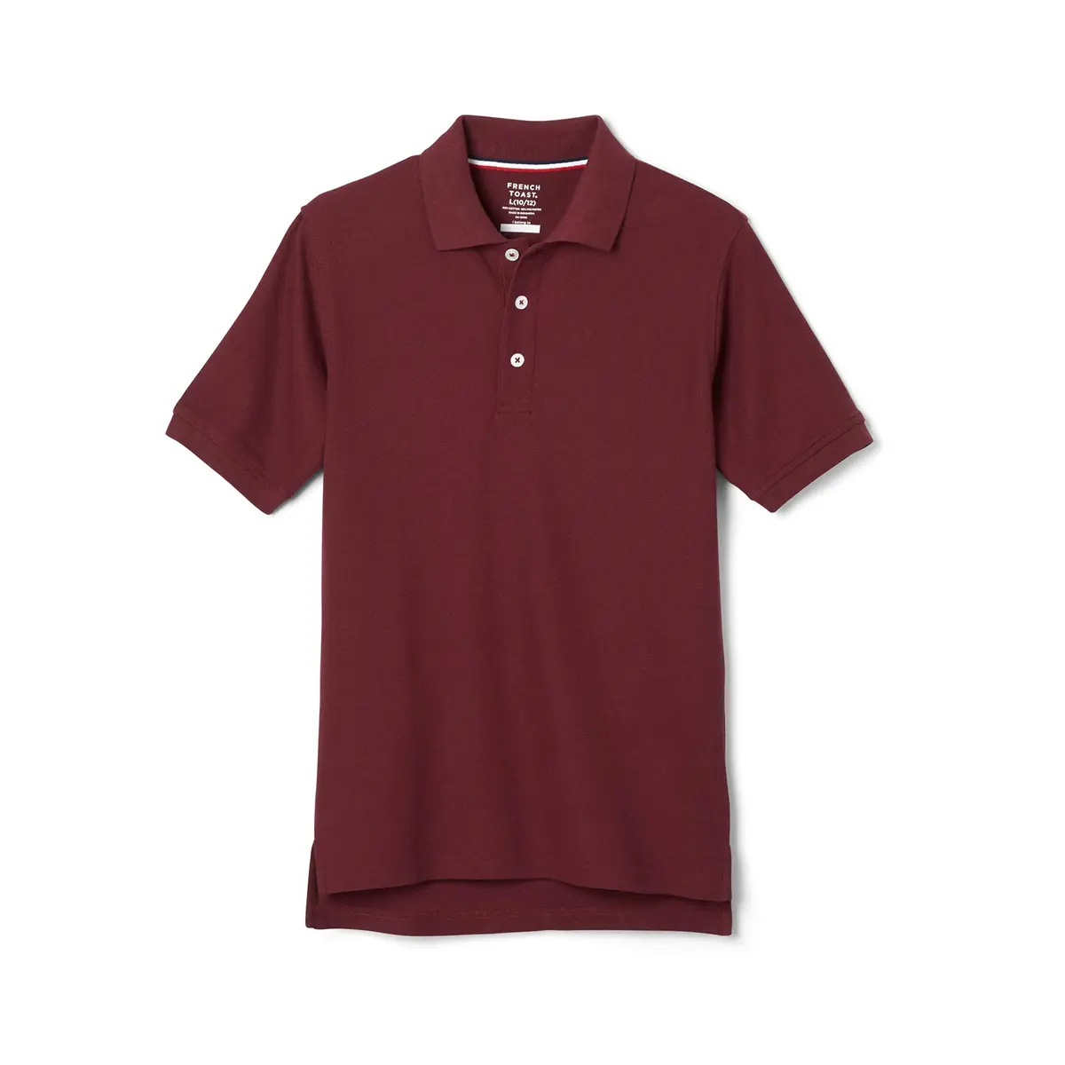 French Toast Unisex Kids Short Sleeve Pique Polo Shirt, Burgundy, 1416H | Breathable Cotton-Blend Uniform - main product image