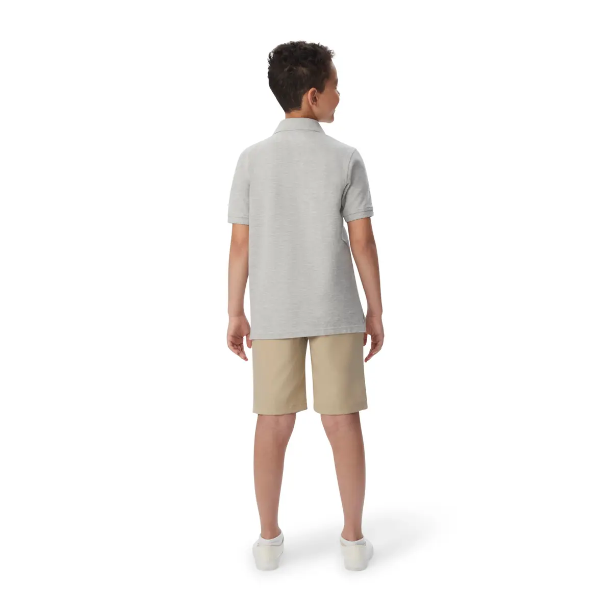 French Toast Kids Short Sleeve Pique Polo Shirt Heather Gray | Comfortable & Durable (70-120 chars) - view 3