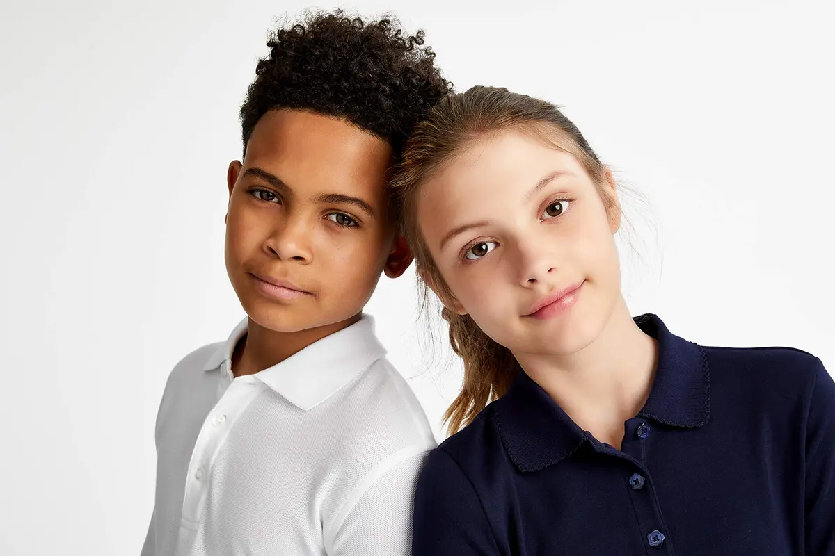 French Toast Kids Short Sleeve Pique Polo Shirt, White, 10-12 Husky | Breathable Cotton-Blend Uniform Tee - view 3