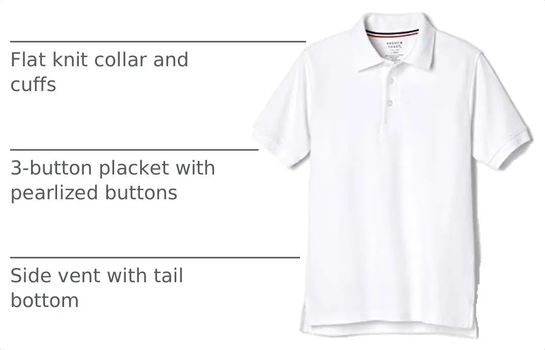 French Toast Kids Short Sleeve Pique Polo Shirt, White, 10-12 Husky | Breathable Cotton-Blend Uniform Tee - view 4