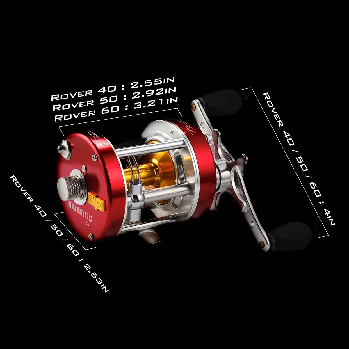 KastKing Rover Round Baitcasting Fishing Reel 60 Size Right Red 0.44 kg (15.5 oz) | Durable & Powerful for Freshwater and Saltwater - view 5